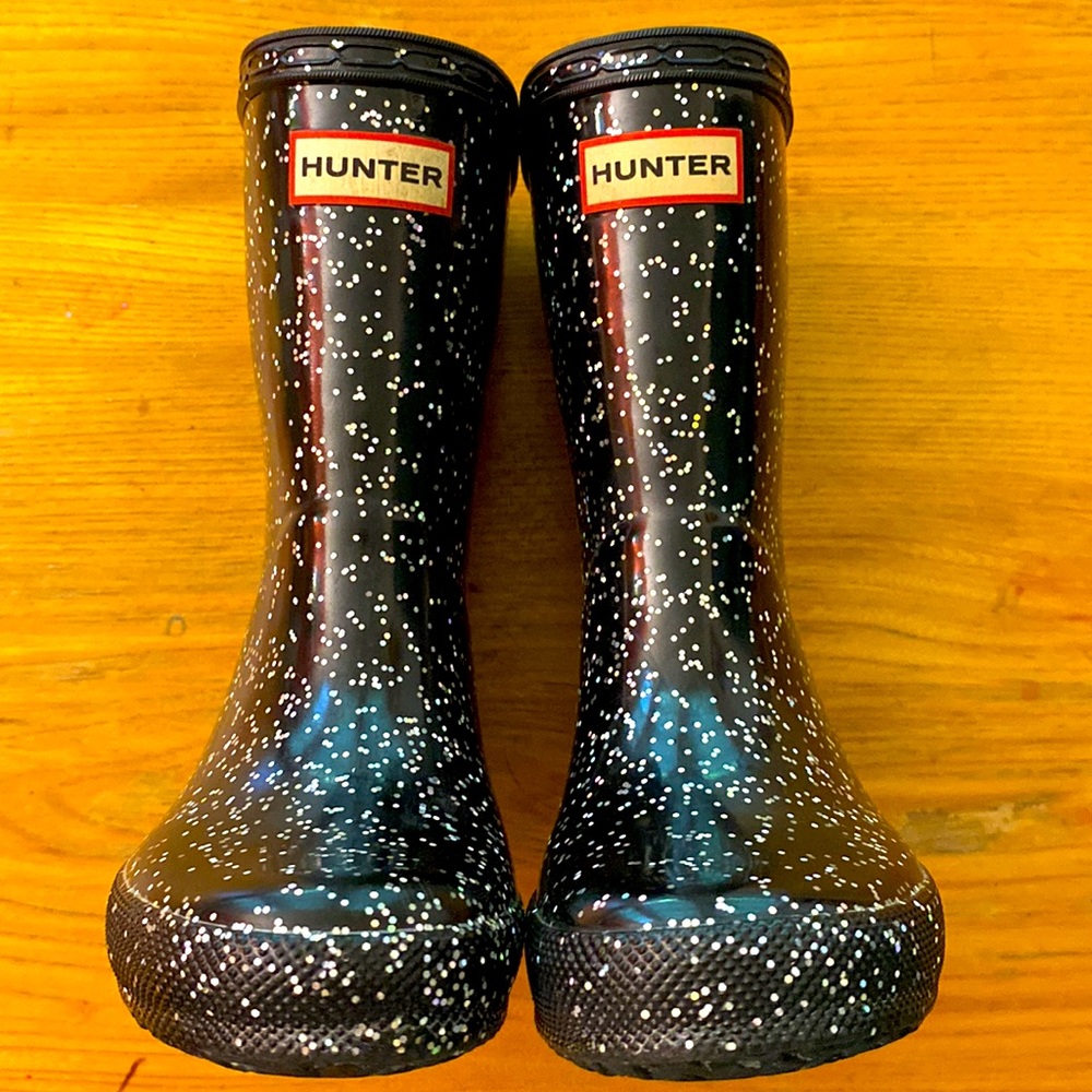 HUNTER little girl rain ☔️ boots US SIZE 8 black and glitter